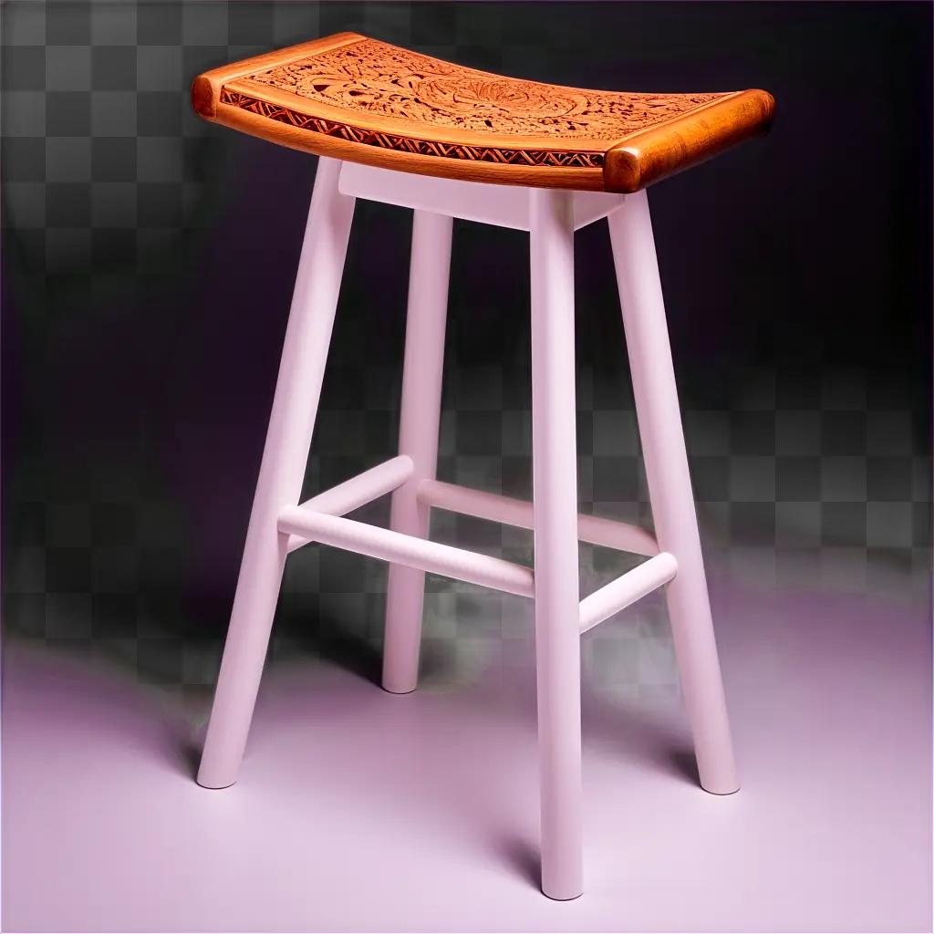 Wood and metal stool with decorative back