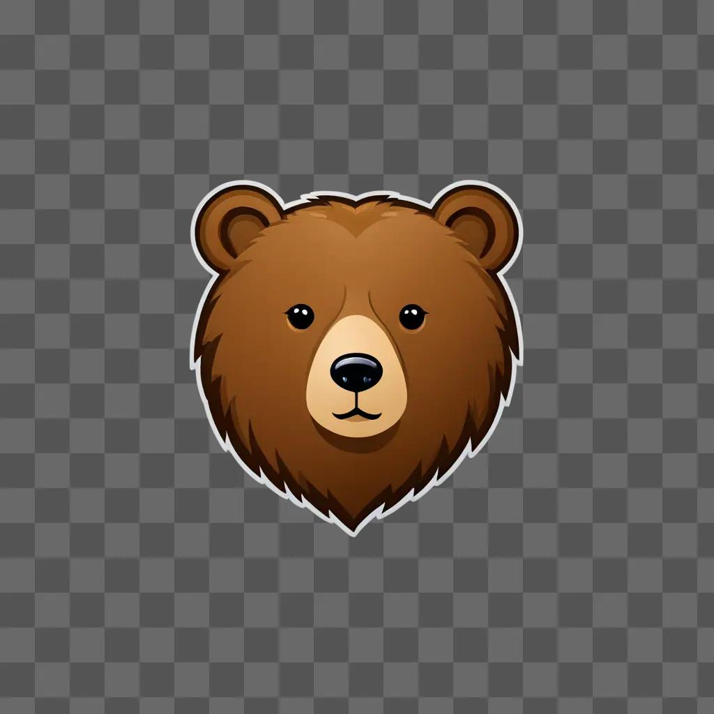 Wood bear head on brown background