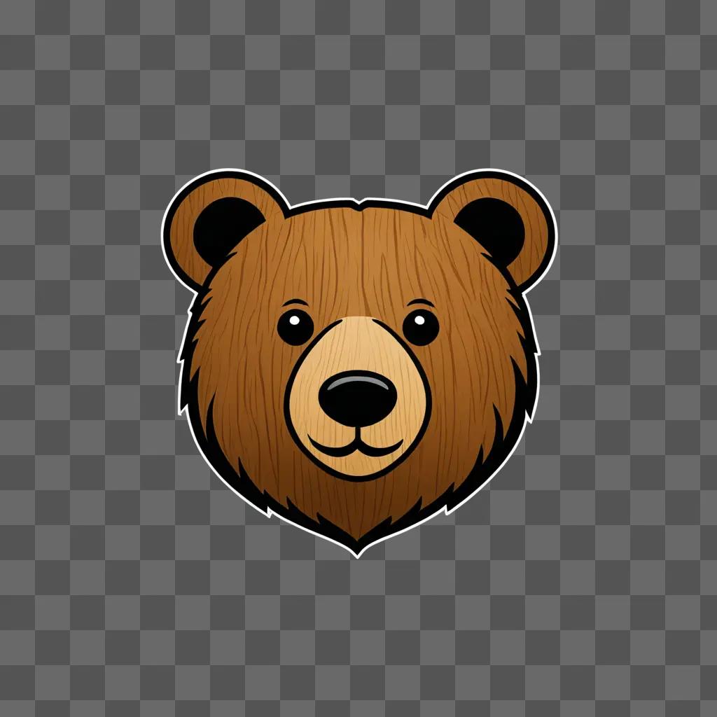 Wood bear head on brown background