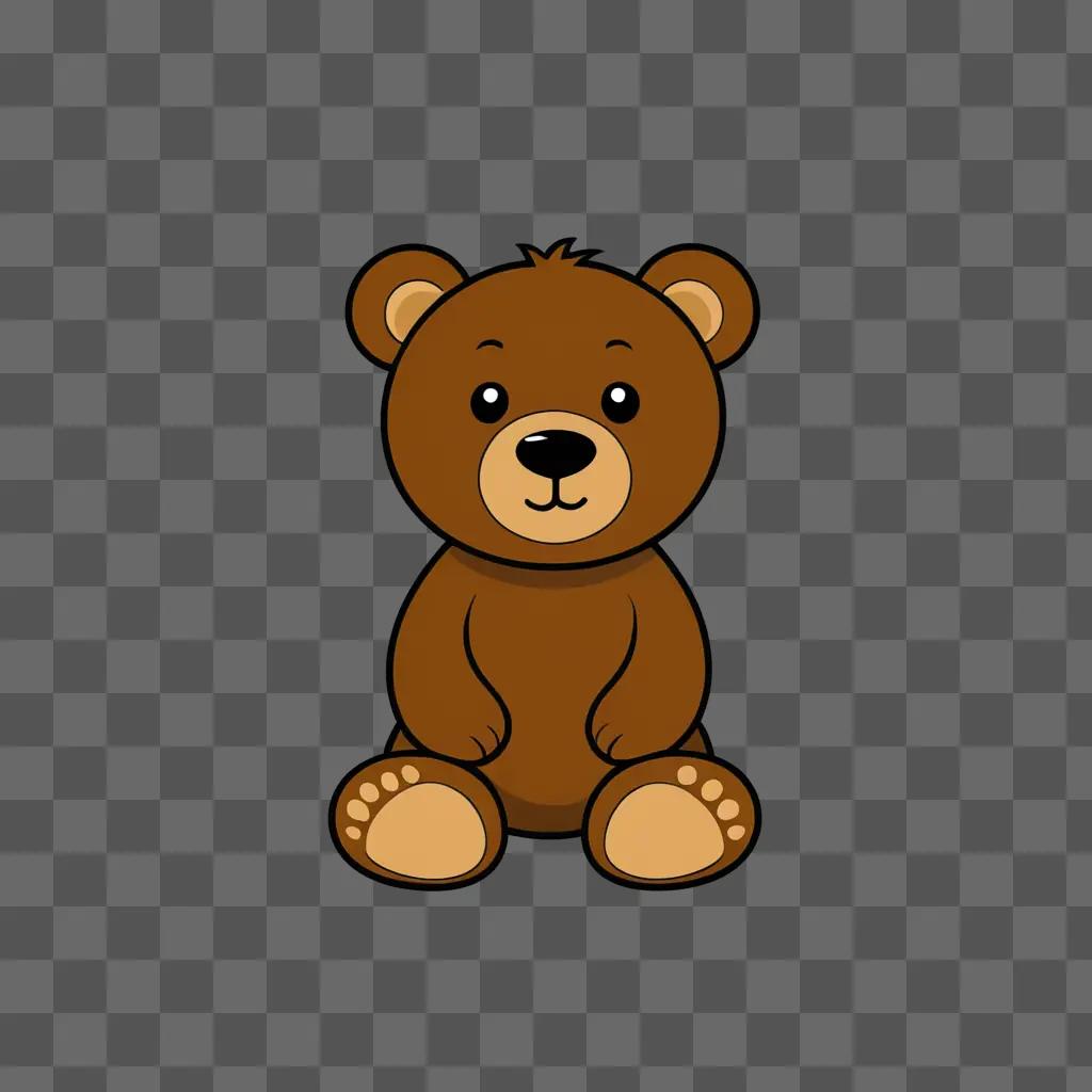 Wood bear sitting on brown background