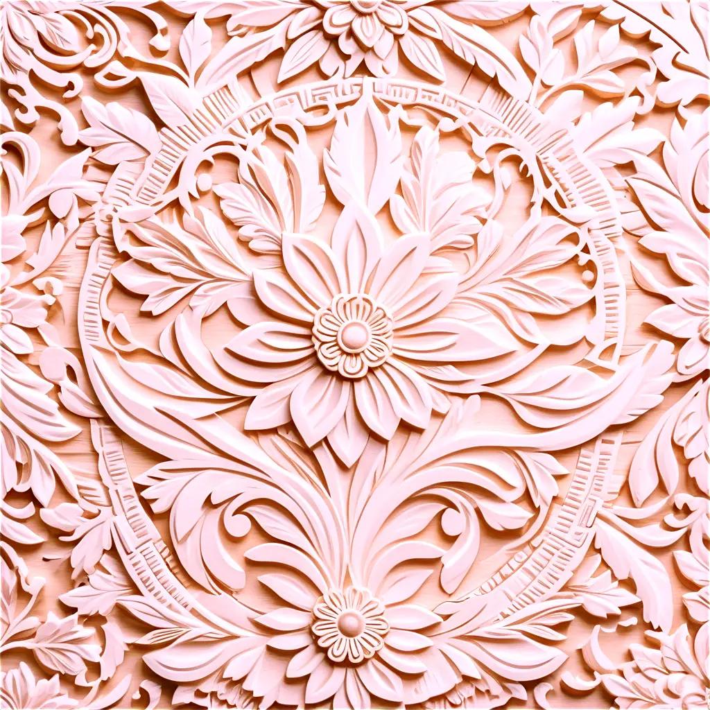 Wood panel with intricate design and flowers