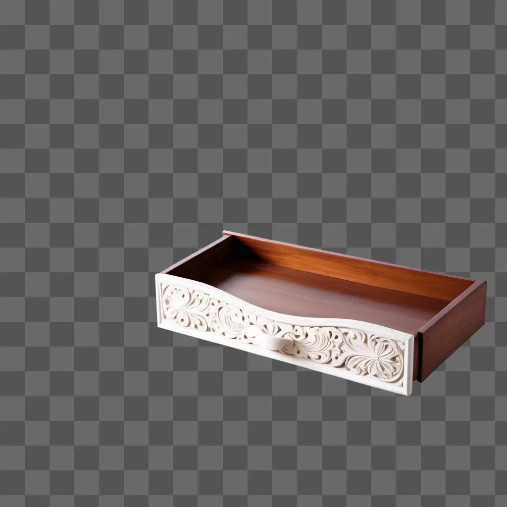 Wooden drawer with floral design on top