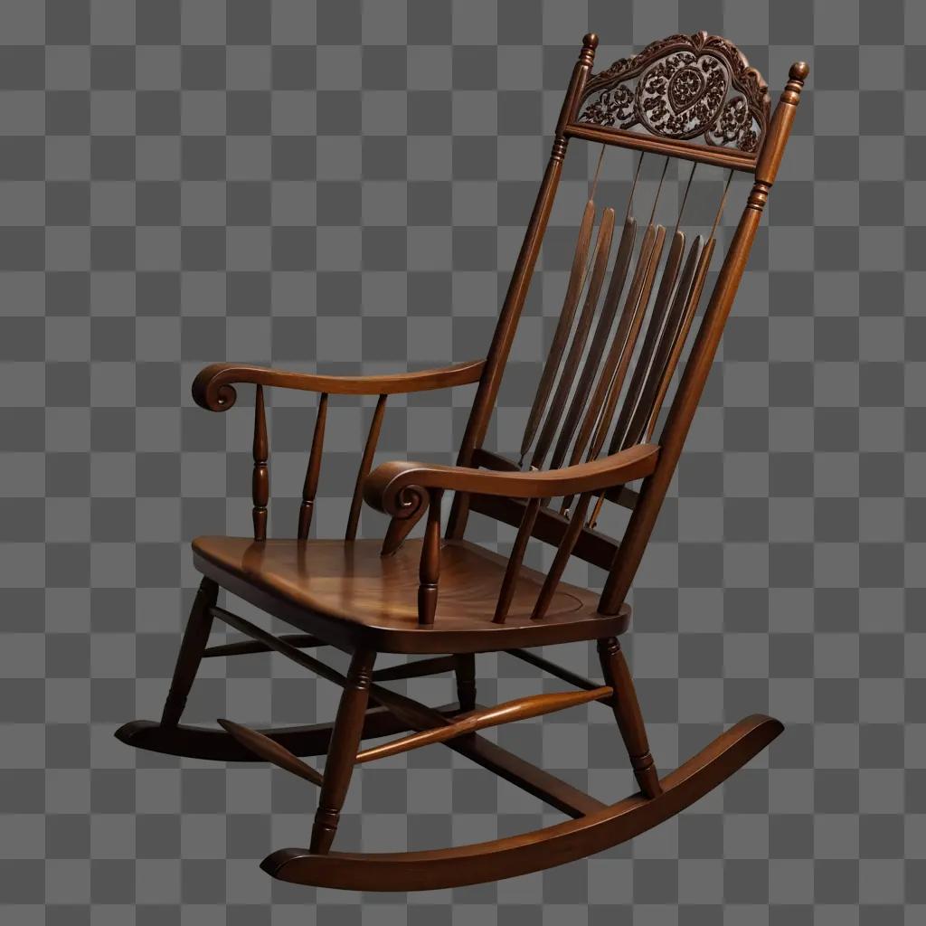 Wooden rocking chair in a dark room