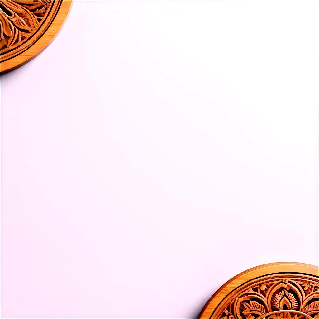 Woodwork decoration on a light pink background