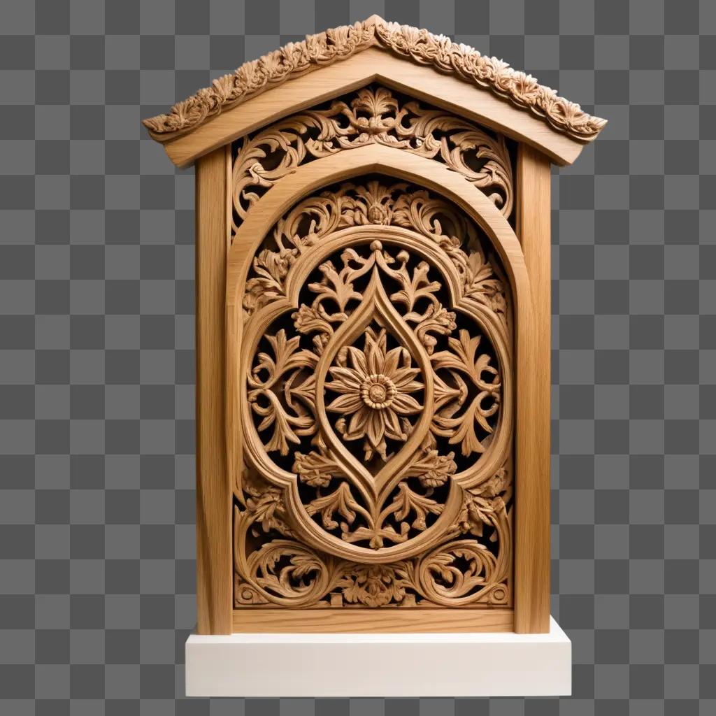 Woodwork on wall with floral designs