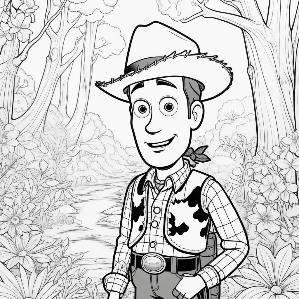 Woody coloring pages with black and white