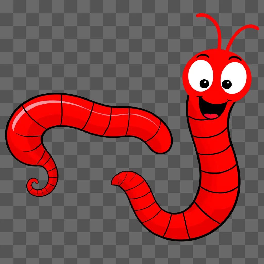 Worm clipart on a red background