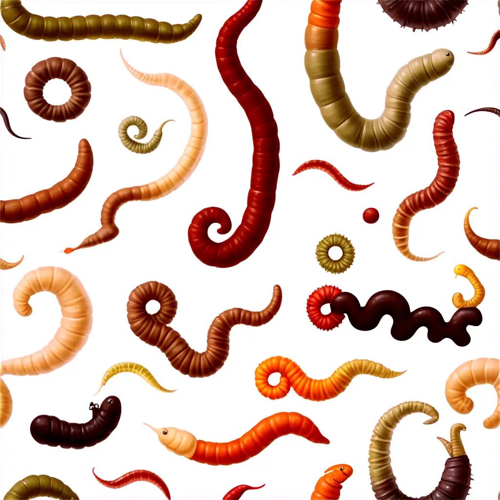 Worm designs on a white background