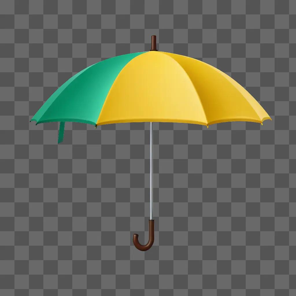 Yellow and green umbrella on a black background