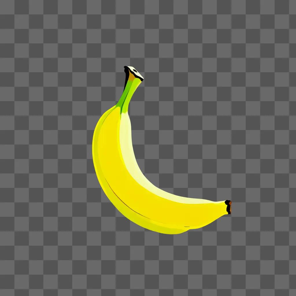 Yellow banana in artistic drawing with colour