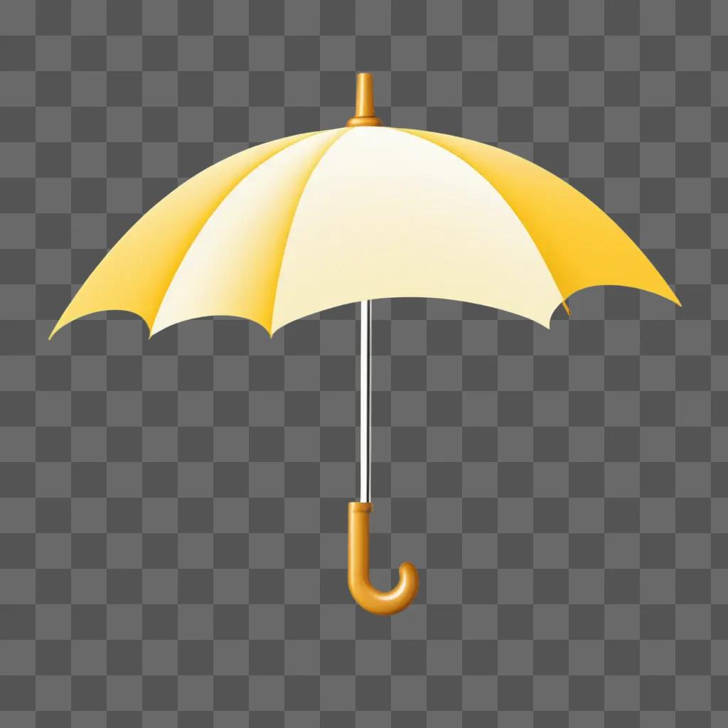 Yellow umbrella with handle on yellow background