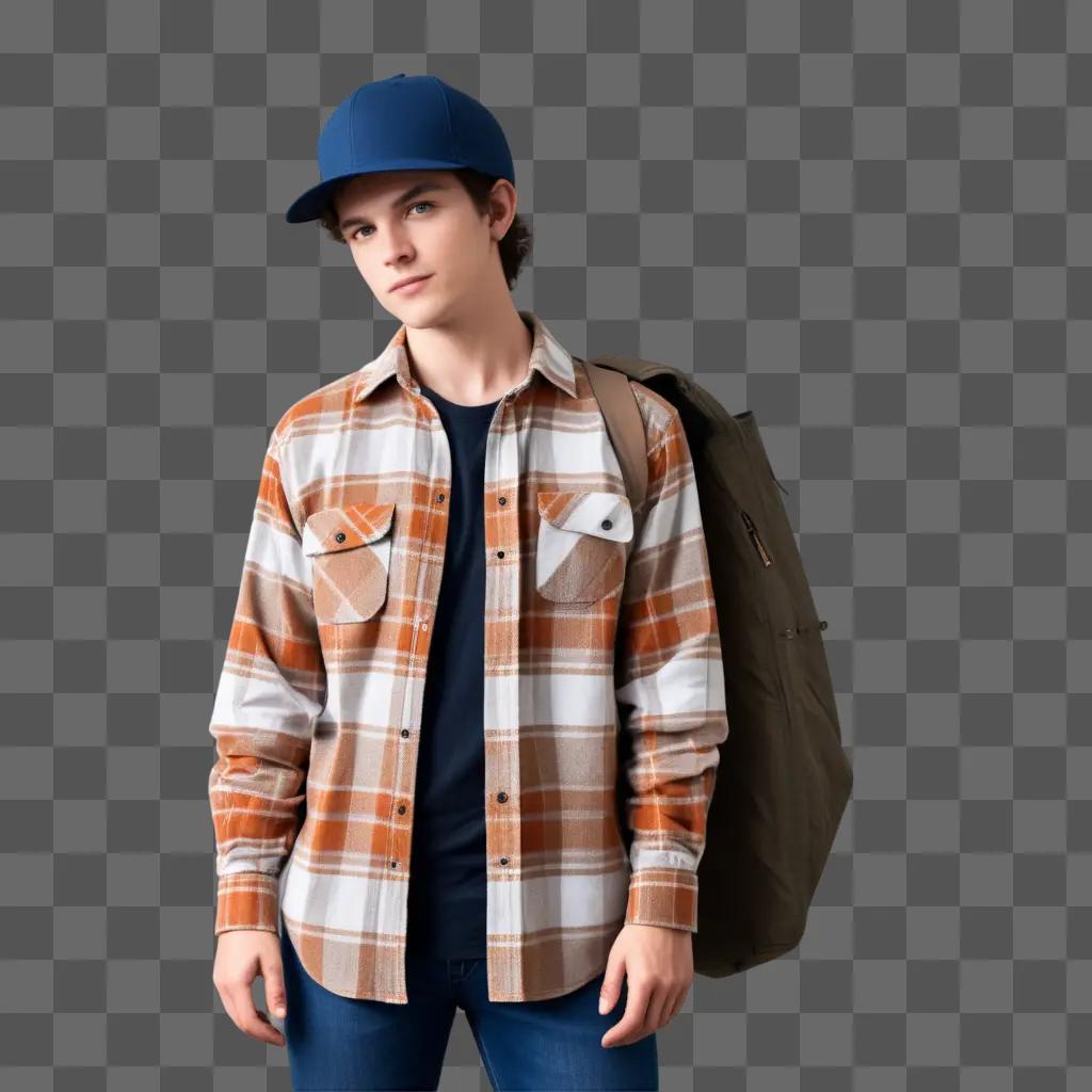 Young boy in flannel shirt posing for photo