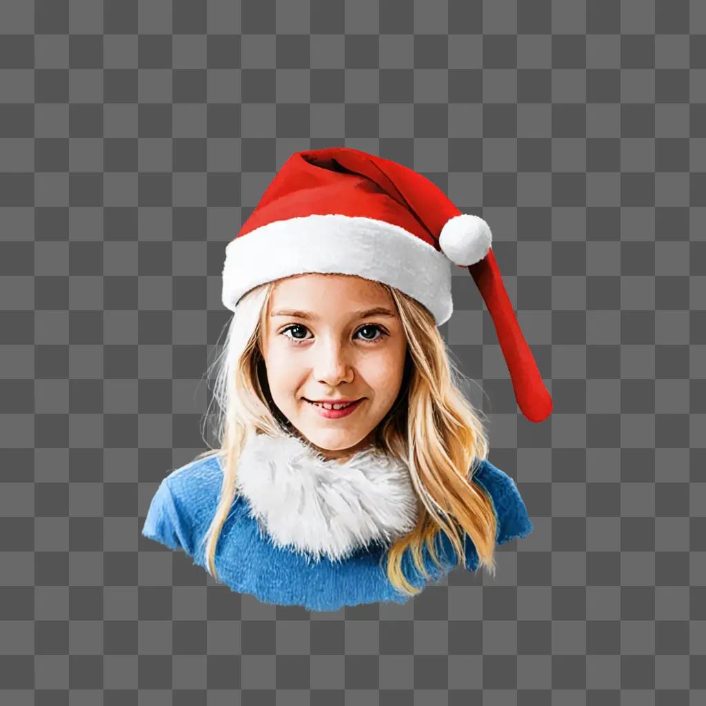 Young girl in Santa hat drawing with colour