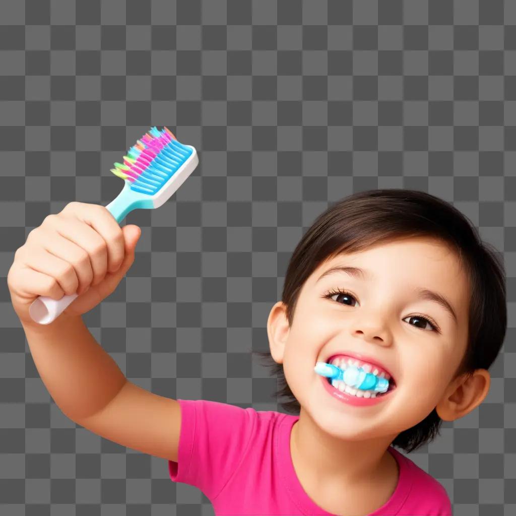 Young girl smiles as she brushes her teeth