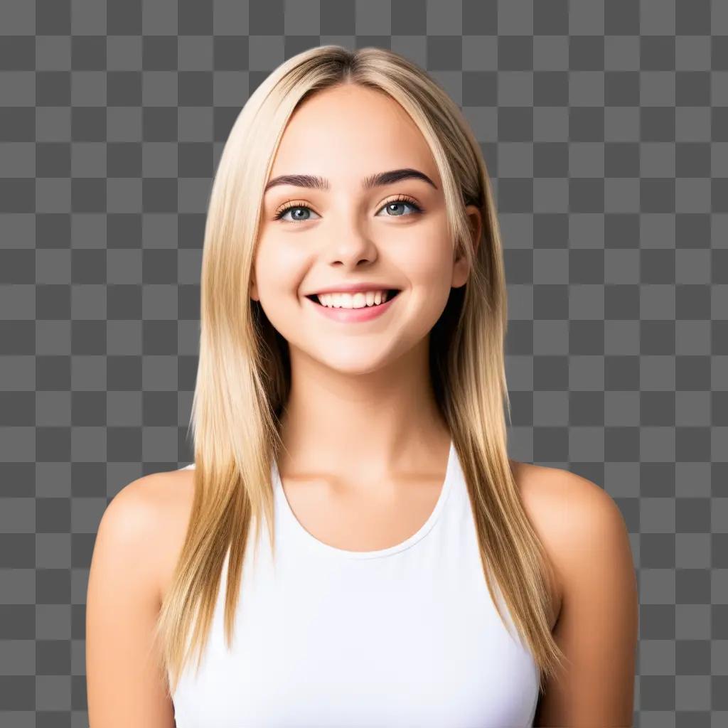 Young girl with blonde hair smiling at camera