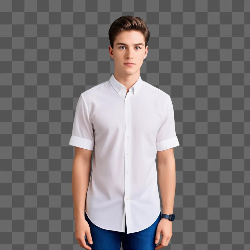 Young man in white shirt posing for photo