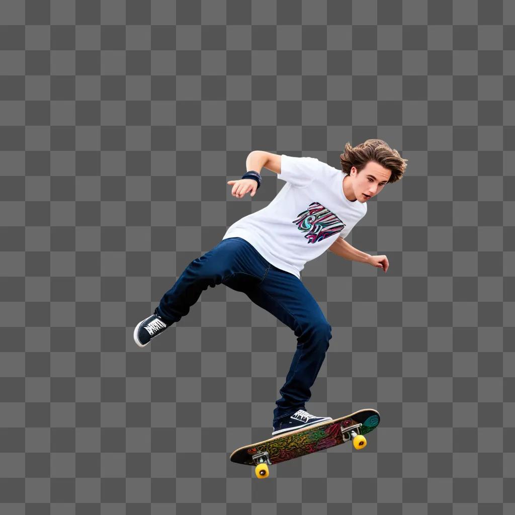 Young man skateboarding in the dark