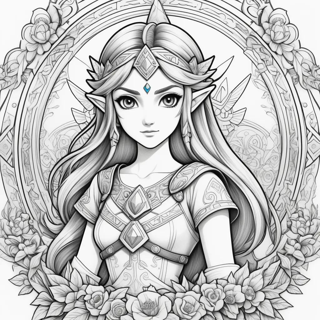 Zelda coloring pages in black and white