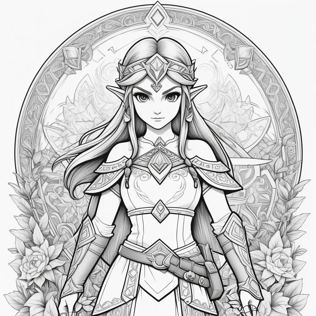 Zelda coloring pages with intricate details and designs