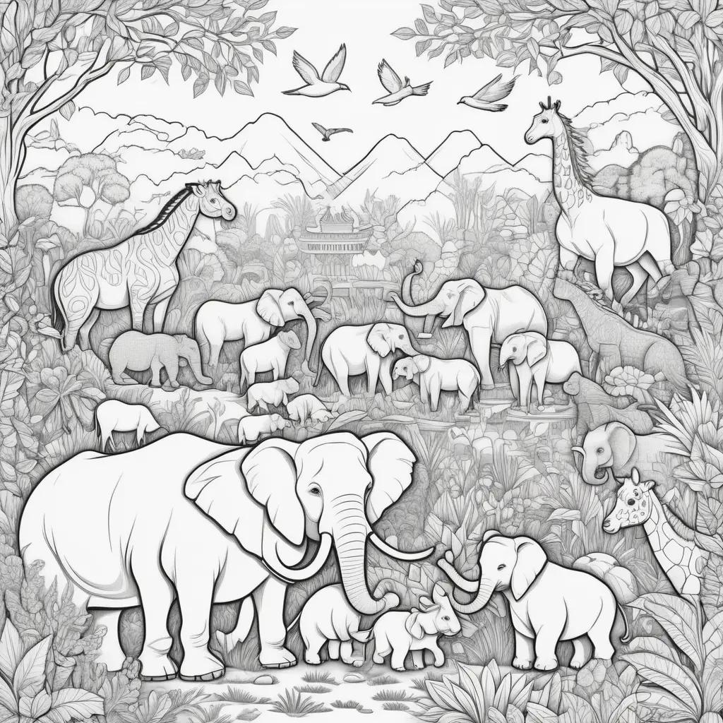 Zoo coloring pages feature a variety of animals