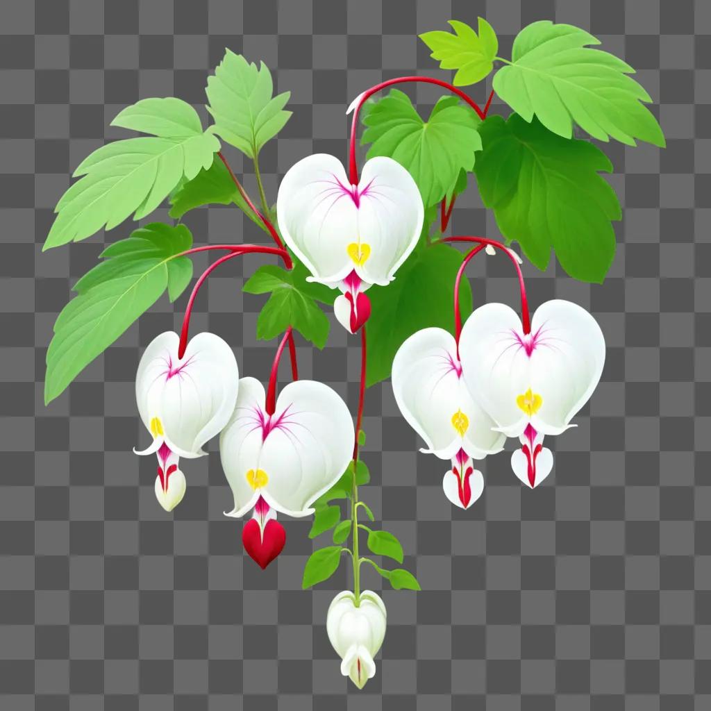 a bleeding heart is on a green background