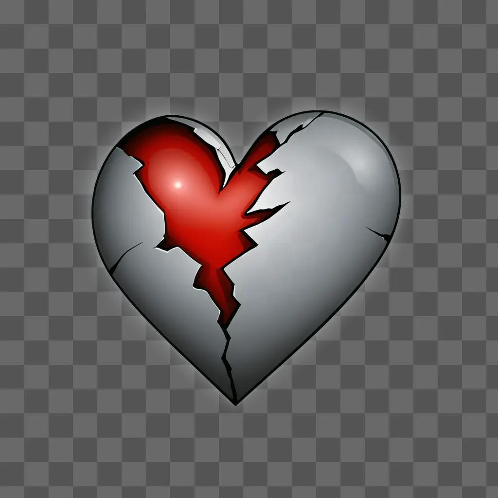 a broken heart with red heart