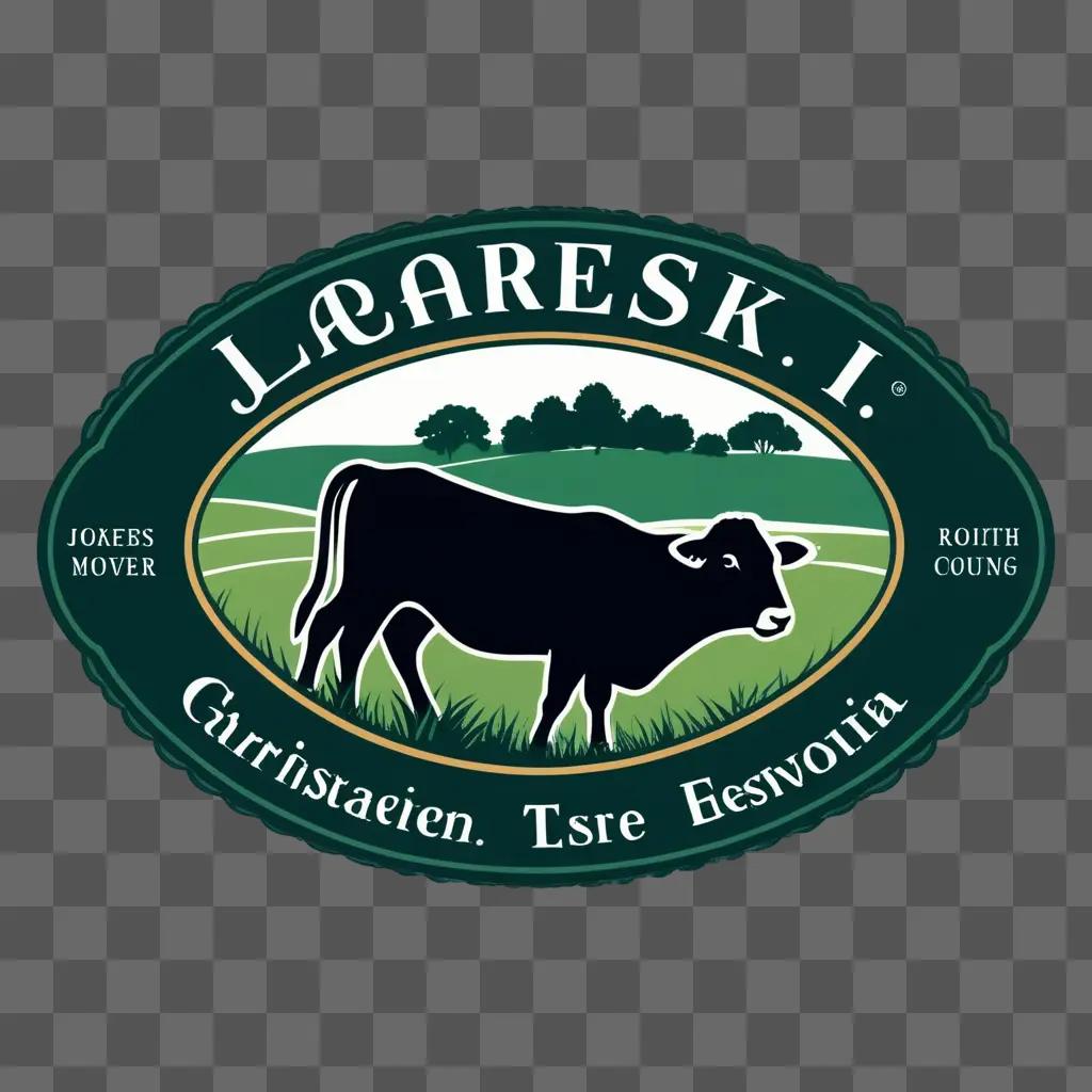 a logo with a cow and a black background