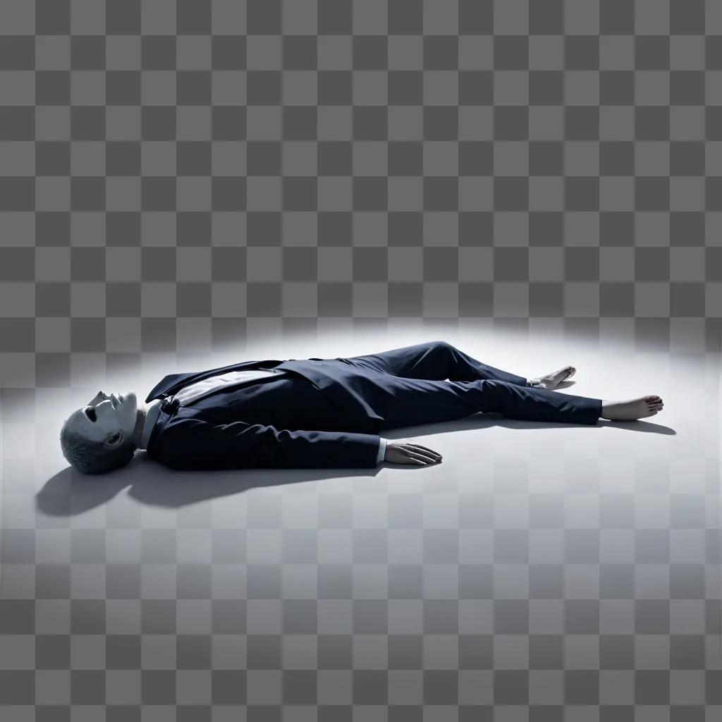 a man lying on his stomach in a suit