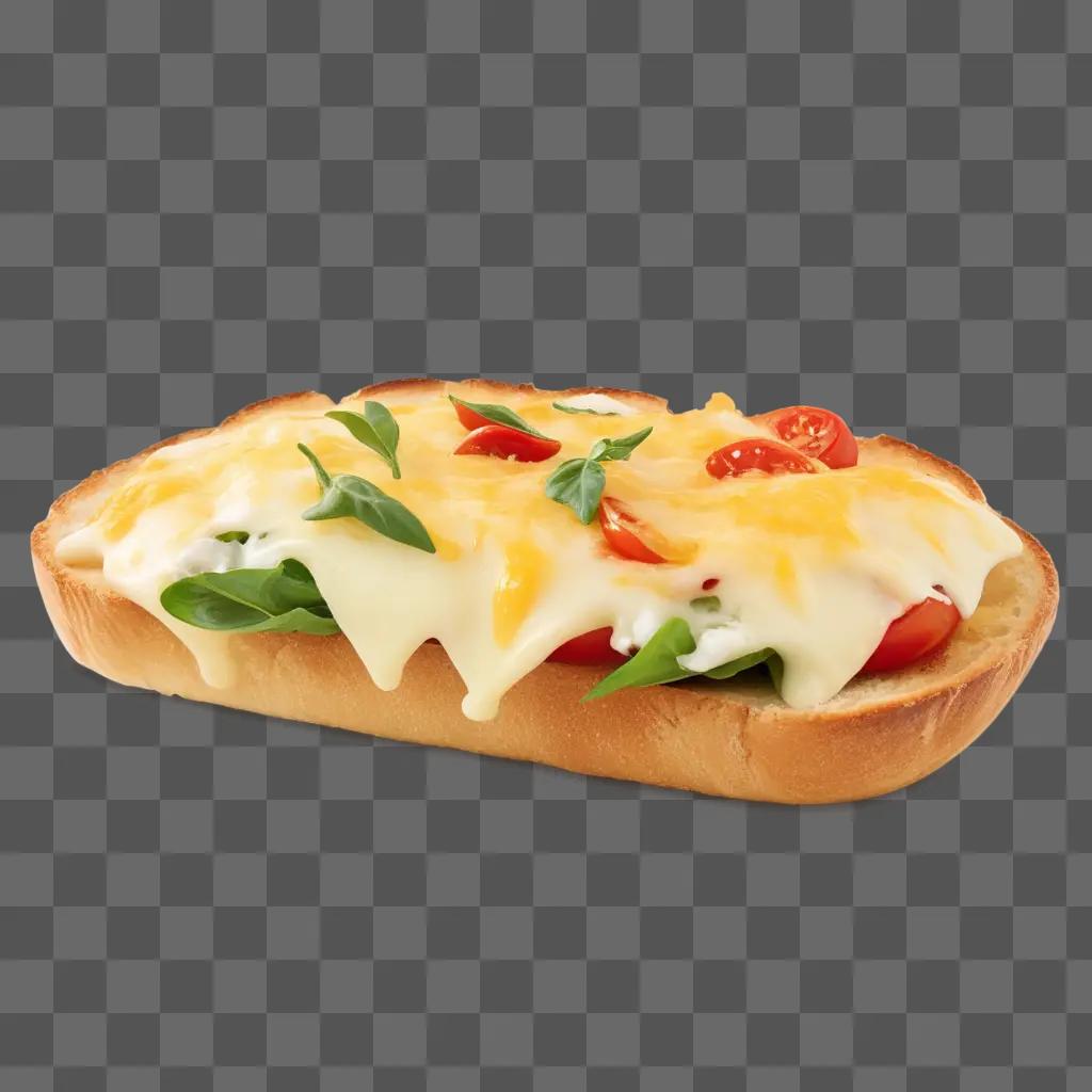 a sandwich with melted cheese and tomato slices