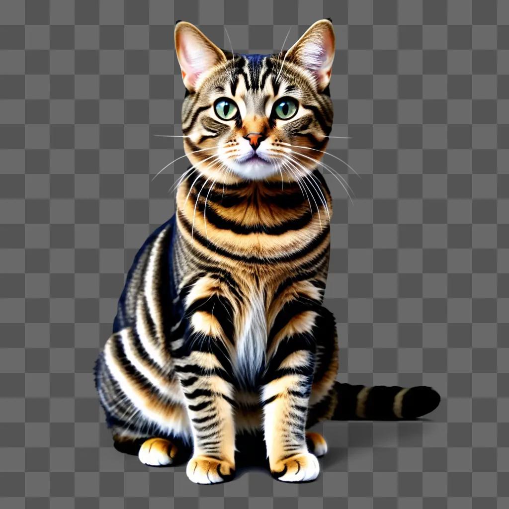 a tabby cat with stripes and green eyes