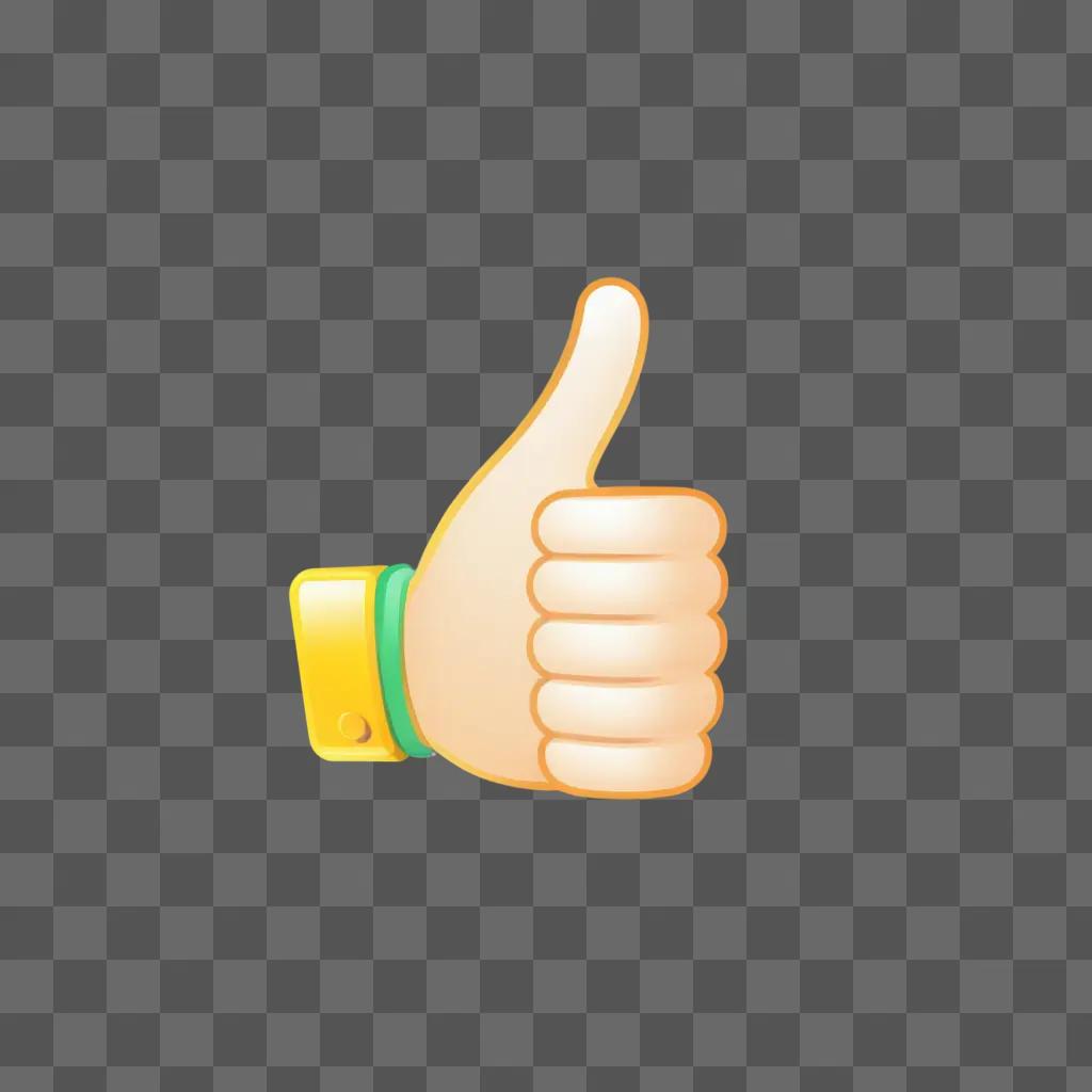 a thumbs up with a yellow band around it