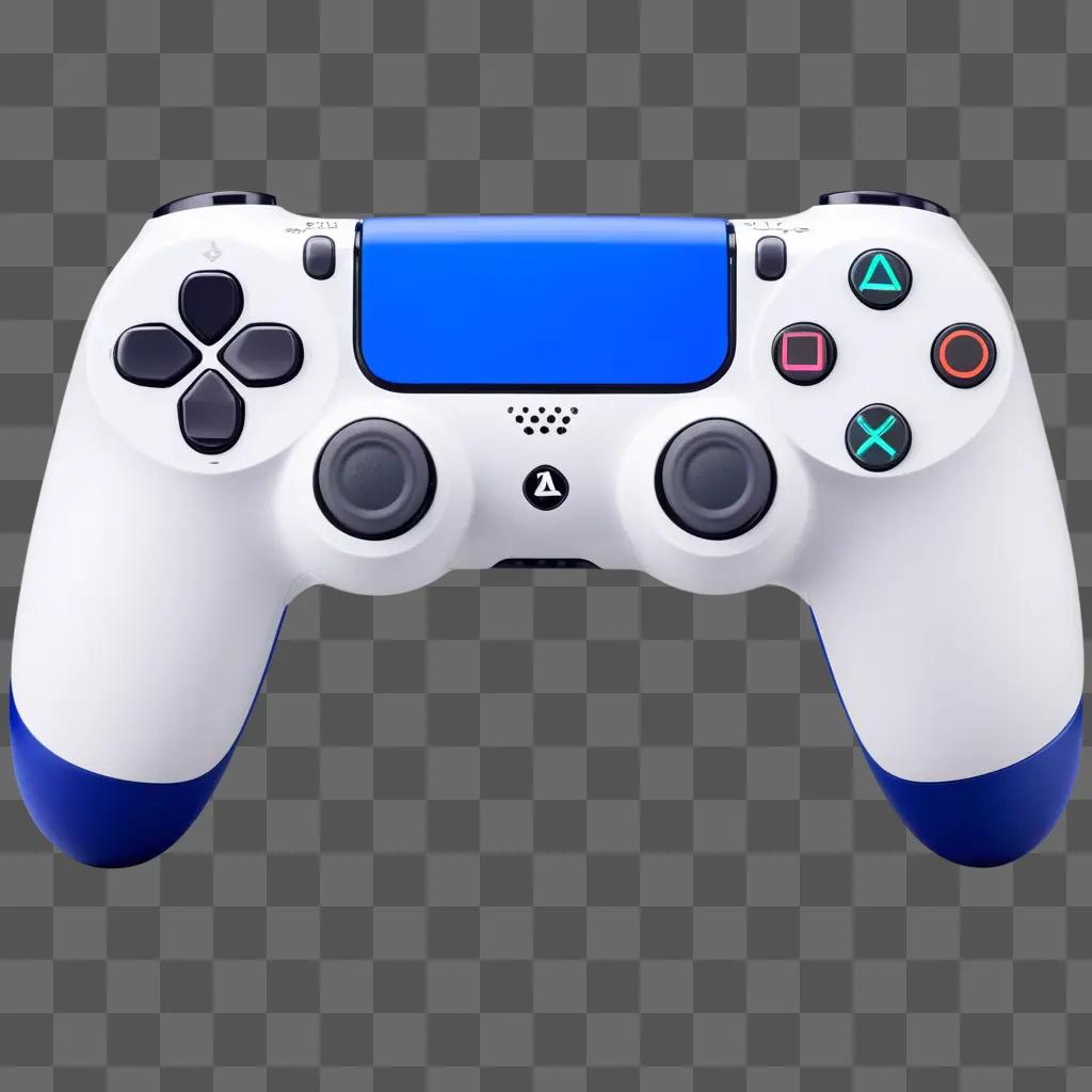 a white and blue playstation 4 controller