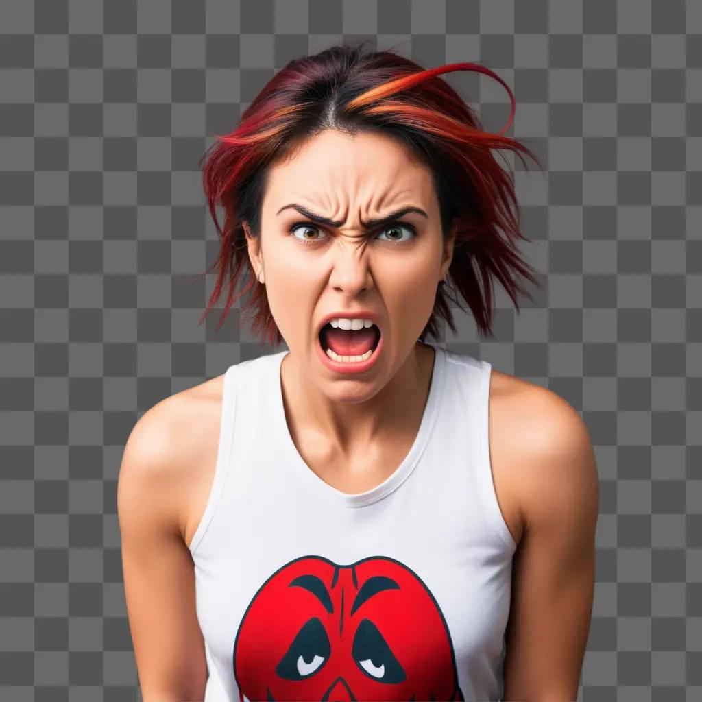 a woman with a screaming face