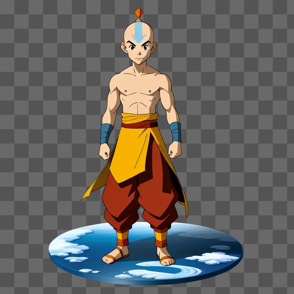 aang, a young boy, stands on a blue globe