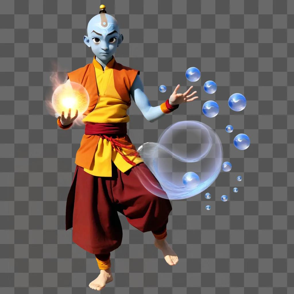 aang holding a glowing ball in a comic