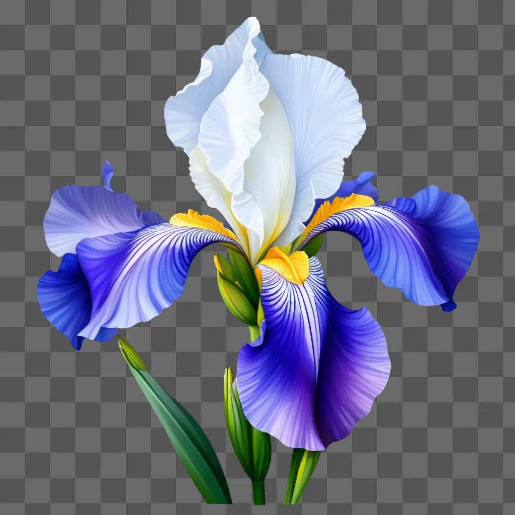 青と紫の色合いの花の抽象的な描写