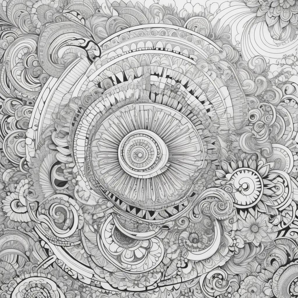 abstract trippy coloring page for adults