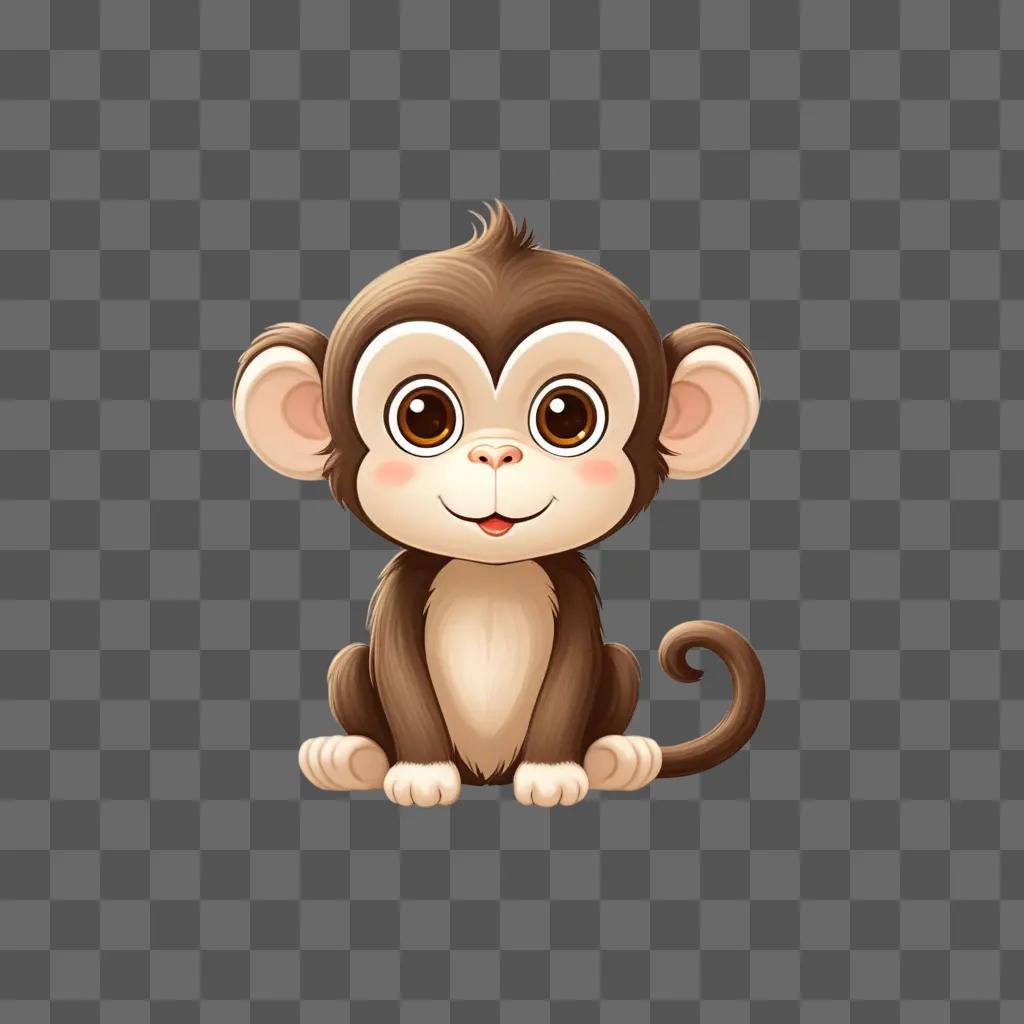 adorable cute monkey drawing with a brown color