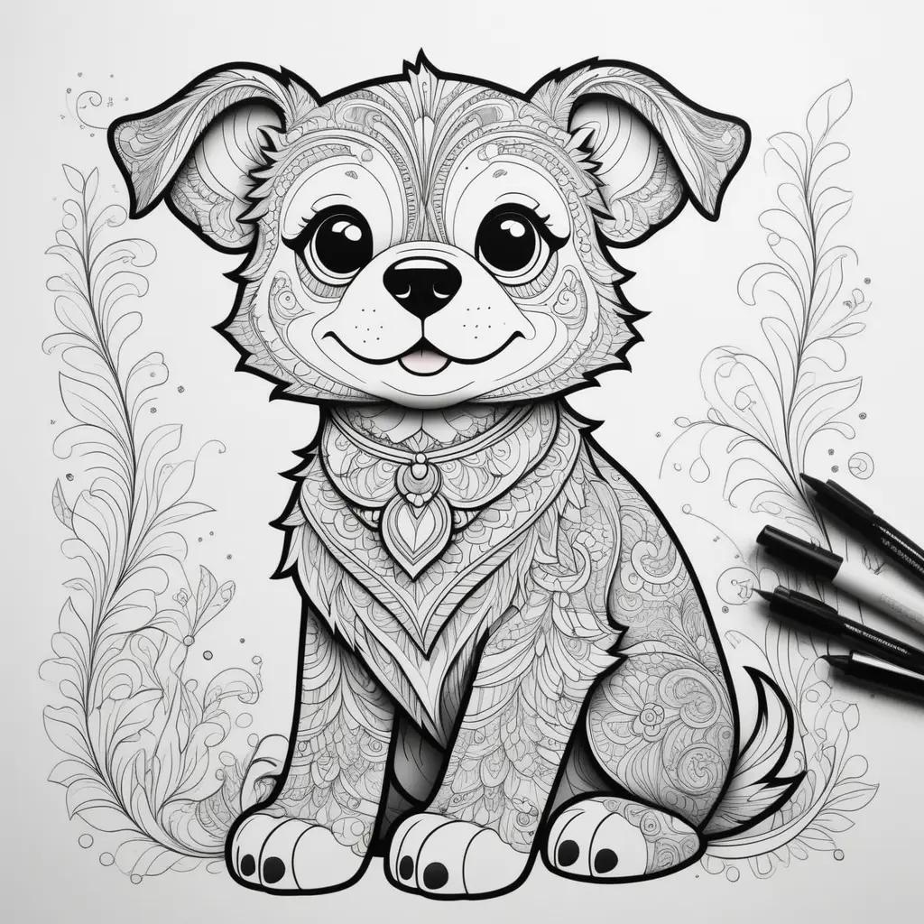 adorable dog coloring page with a variety of colors