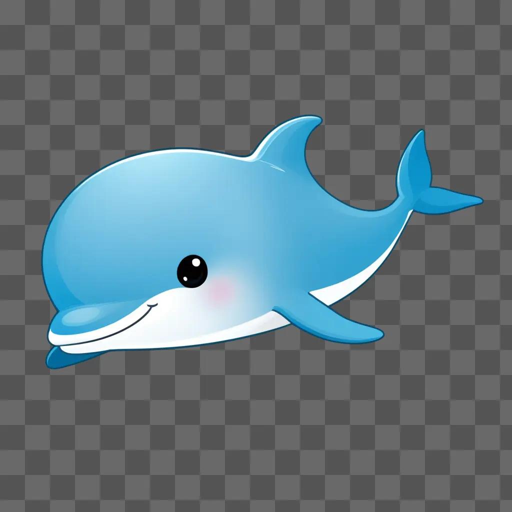 adorable dolphin drawing on a blue background