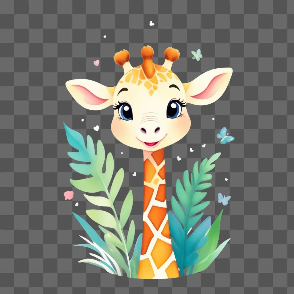 adorable giraffe drawing with a cute face and cute eyes