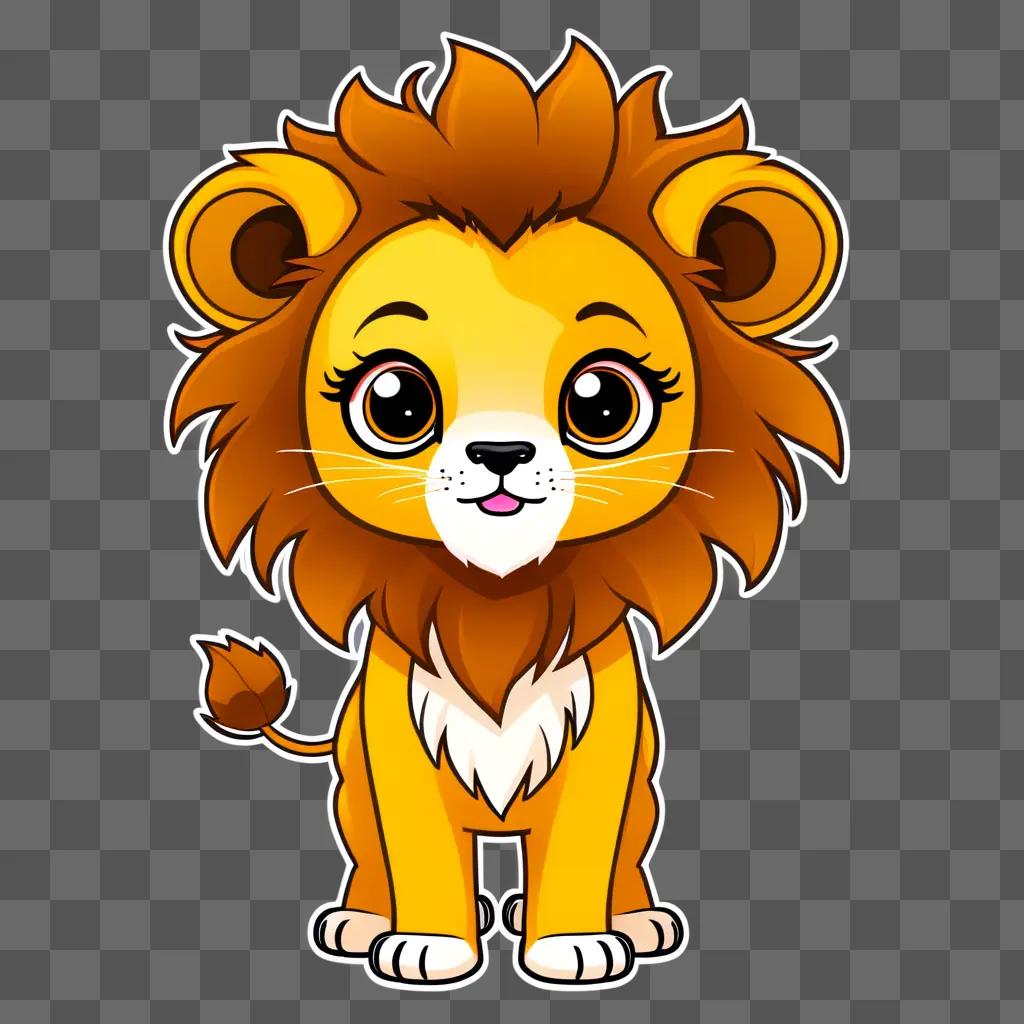 adorable kawaii lion drawing with a smile