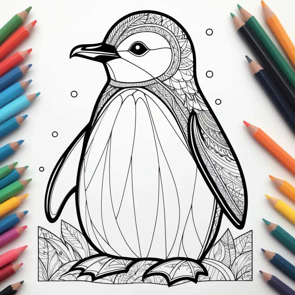 adorable penguin coloring page is filled with colors