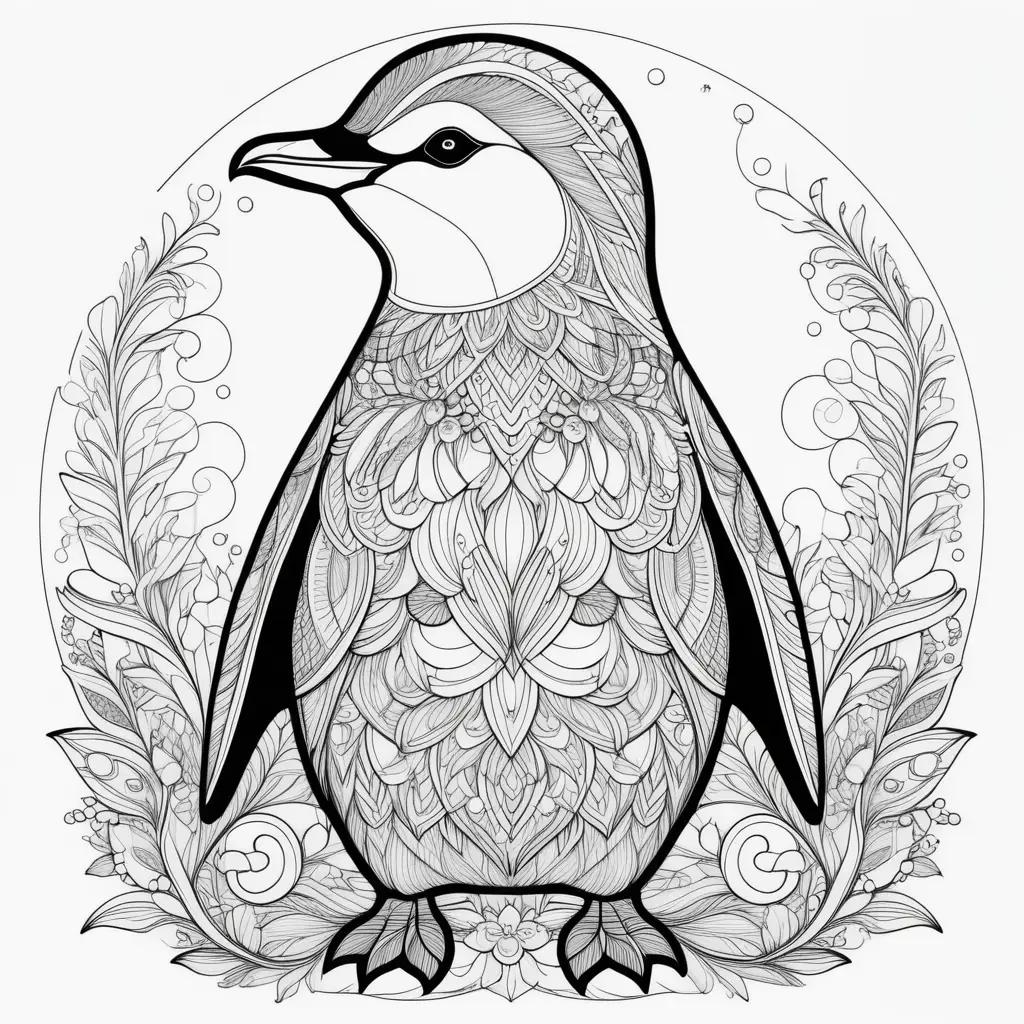 adorable penguin in a circle coloring page