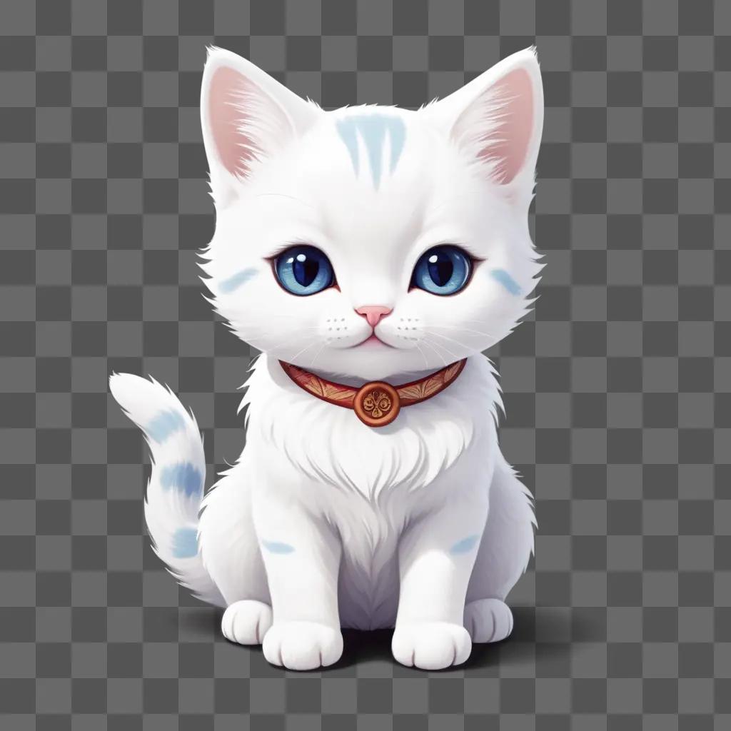 青い目と赤い首輪を持つ愛らしい白い子猫