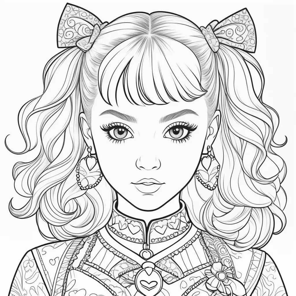 adult coloring page of a Jojo Siwa girl