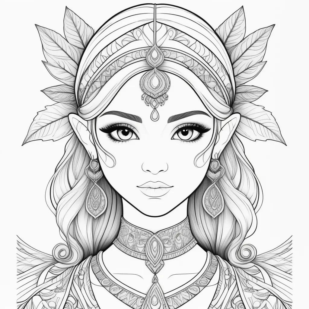 adult coloring page of a girl with an avatar coloring page