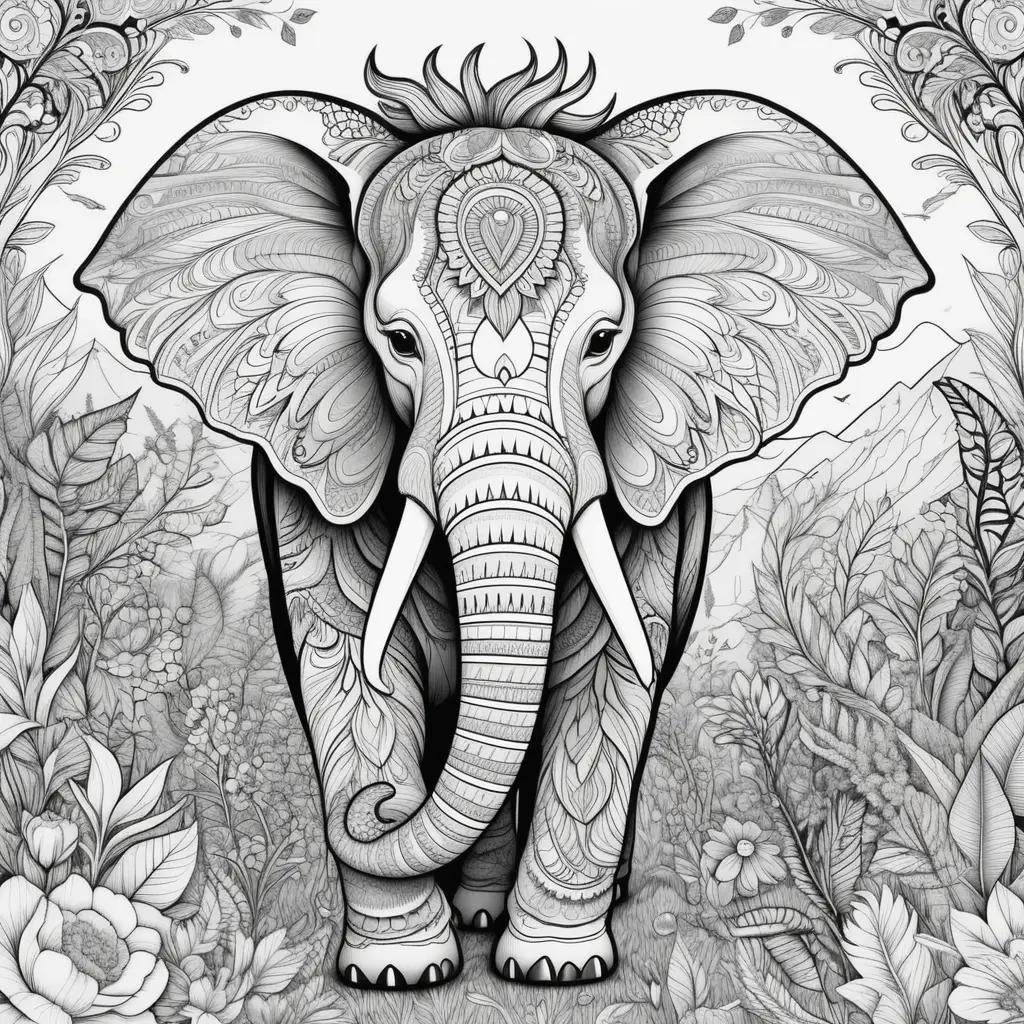 adult coloring page of a majestic elephant