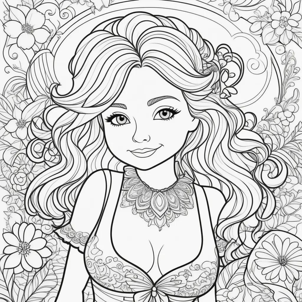 adult coloring page of a pretty teacher