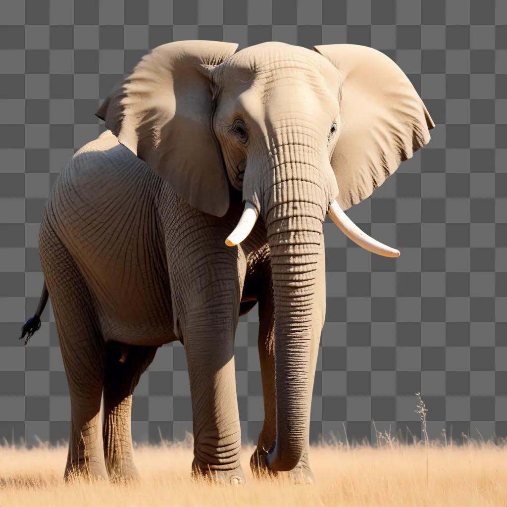 african elephant in grass with blurry background
